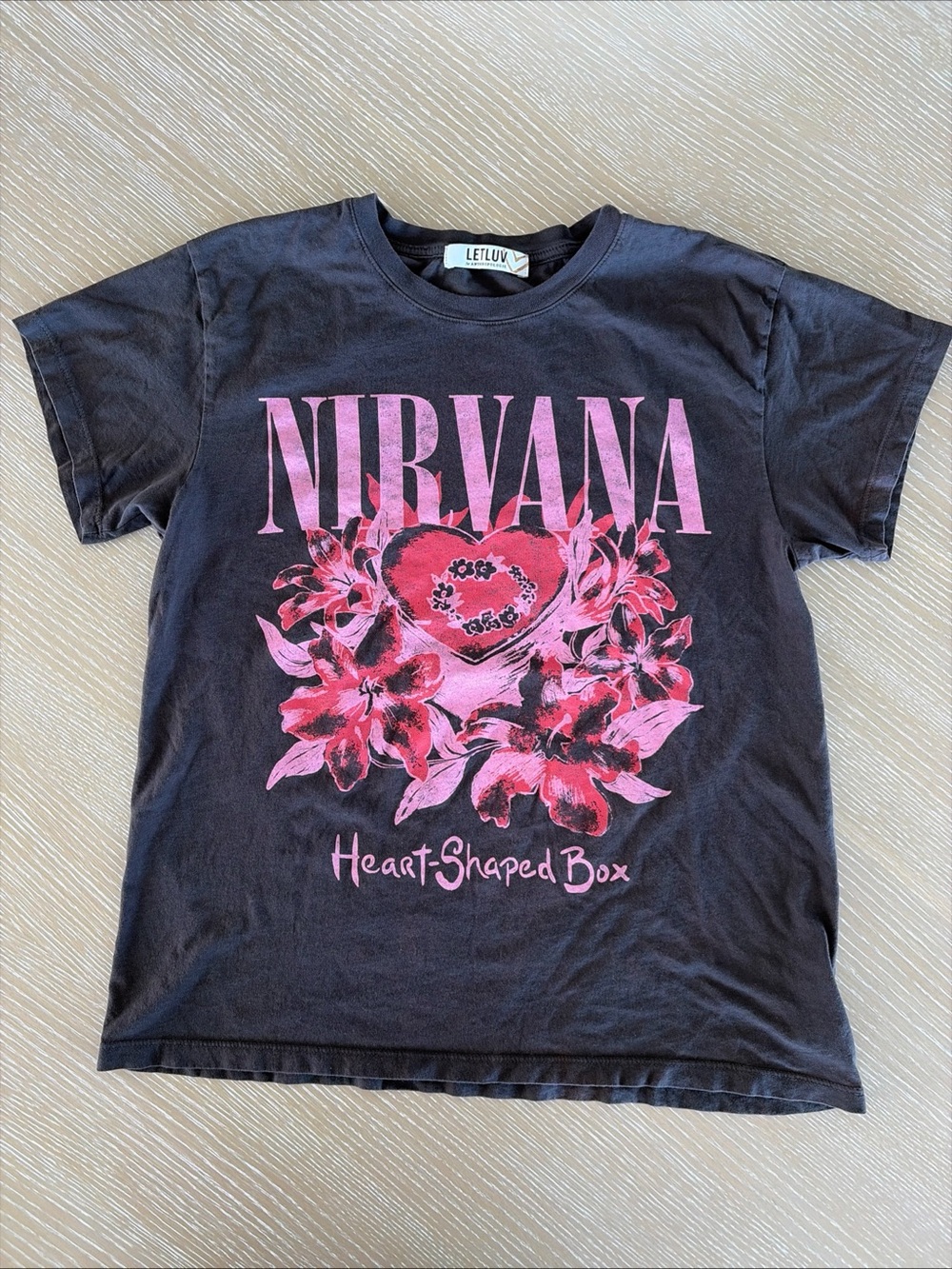 Letluv by Anthropologie Nirvana Tee Women’s S Black Graphic Rock Grunge